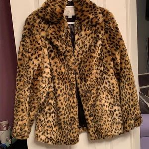 Faux fur leopard coat
